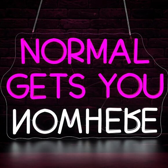 NORMAL GETS YOU NOWHERE Pink Red Neon Light LED Wall Indoor Room Dorm Decor - Picture 15 of 17